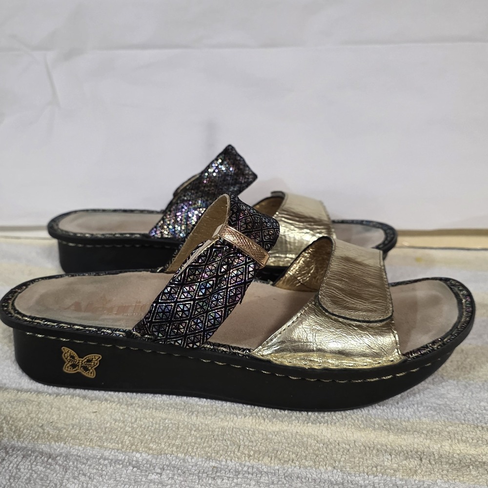 Alegria Women Sandal KAR 283 Glitz Gold Size 9 EUR 39 Shoes Sparkle Adjustable - Picture 3 of 15